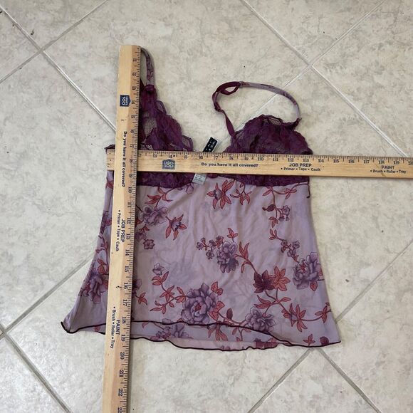 Donna L’Oren Gold Label Chemise Fairy Core Baby Doll floral purple size M Lace - Picture 7 of 9